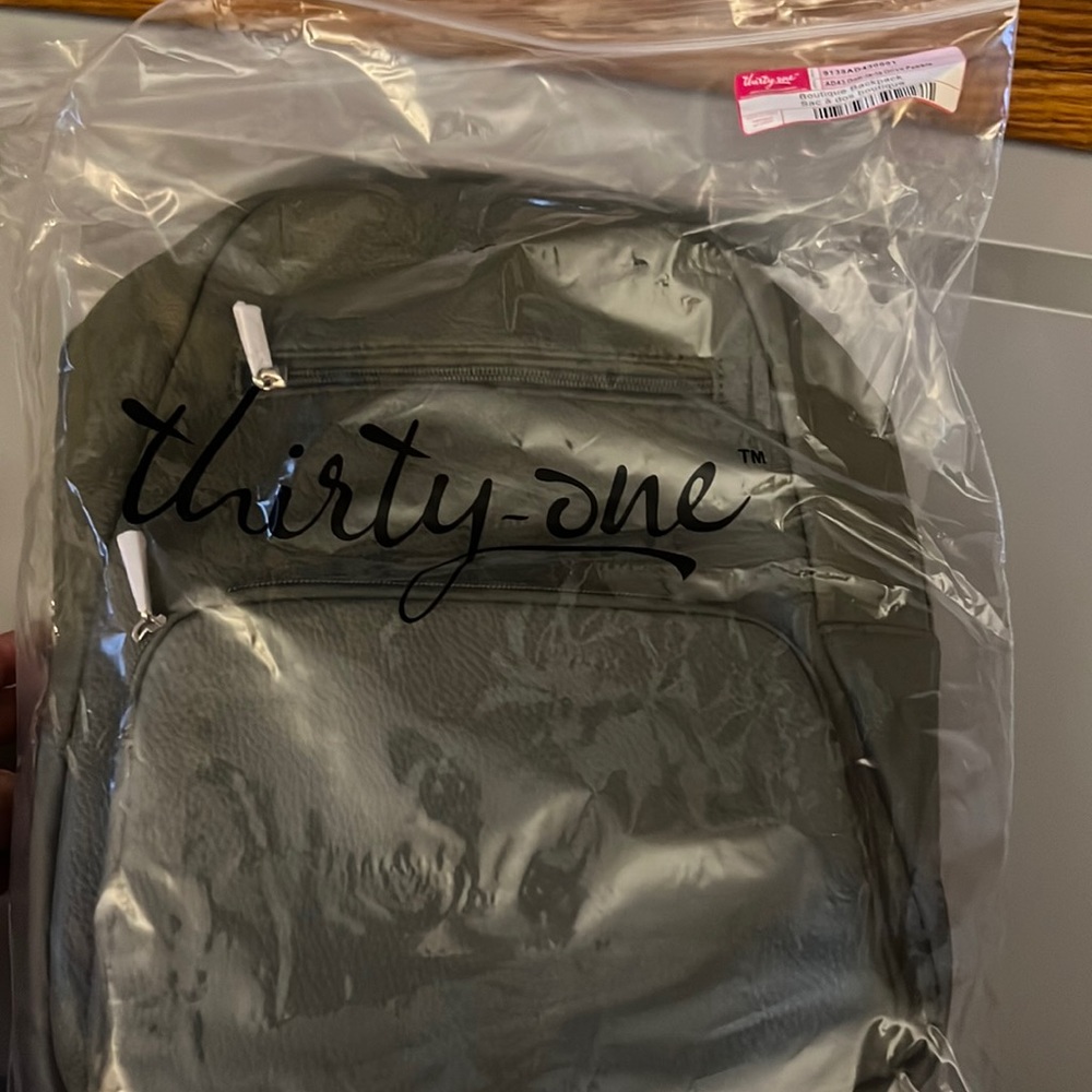 Thirty One Boutique Backpack Ooh-La-La Olive Pebble